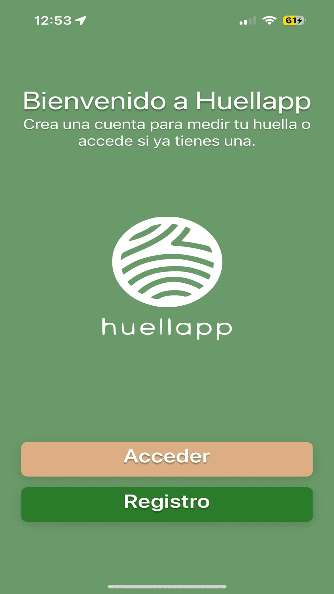 Pantalla de Huellapp